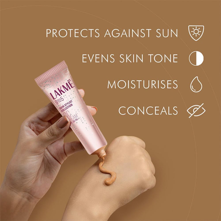 Lakme 9 To 5 SPF 30 Bronze CC Cream - Dark Spot Concealer and Skin Nourisher, 30g