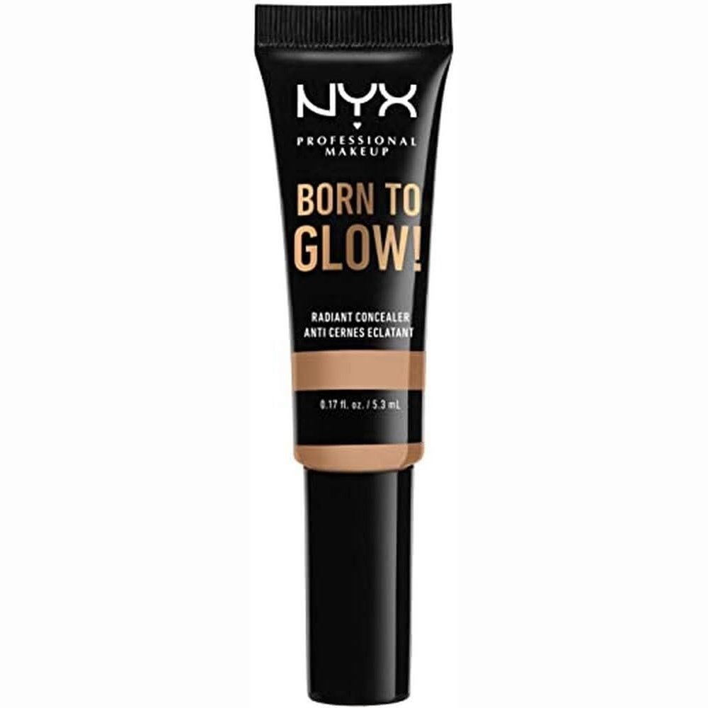 NYX Professional Makeup Born to Glow Vegan Concealer, Medium Olive Shade, Reduces Under Eye Circles, Ideal for Highlight and Contour, with Iridescent Finish