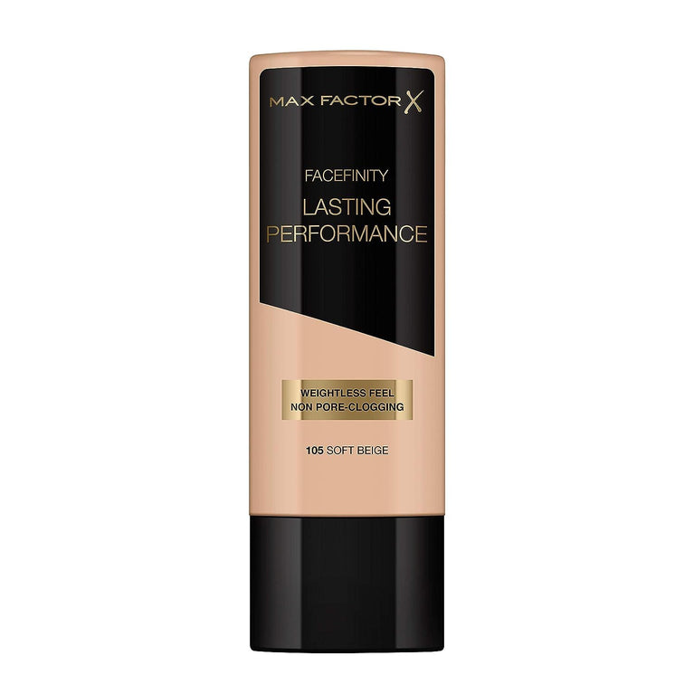Max Factor 8-Hour Touch-Proof Liquid Foundation in 105 Soft Beige - 35ml, Fragrance-Free & Suitable for Sensitive Skin