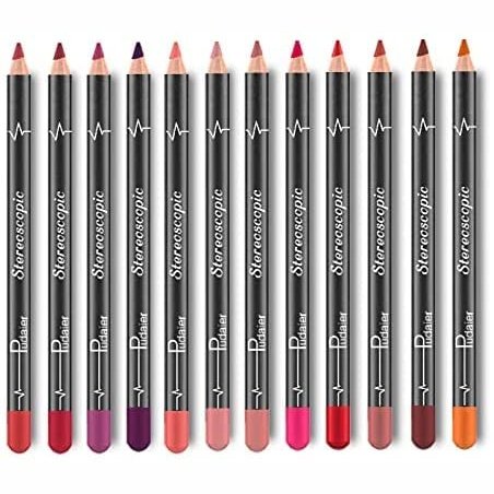 Beteligir Matte Lip Liner Pencil Set - 12 Assorted Colors Natural Lip Makeup Soft Pencils Waterproof and Long Lasting Velvet Lip Liners (01)