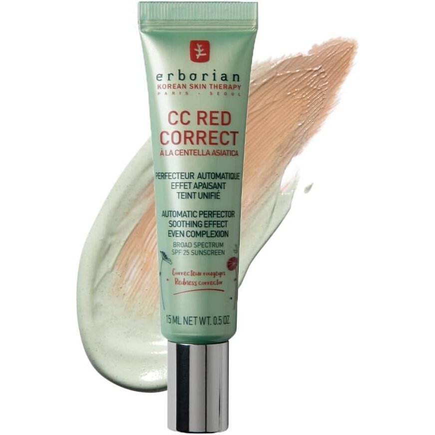 Erborian CC Red Correct with Centella Asiatica - Complexion Perfector and Imperfection-Covering Corrector with SPF 25