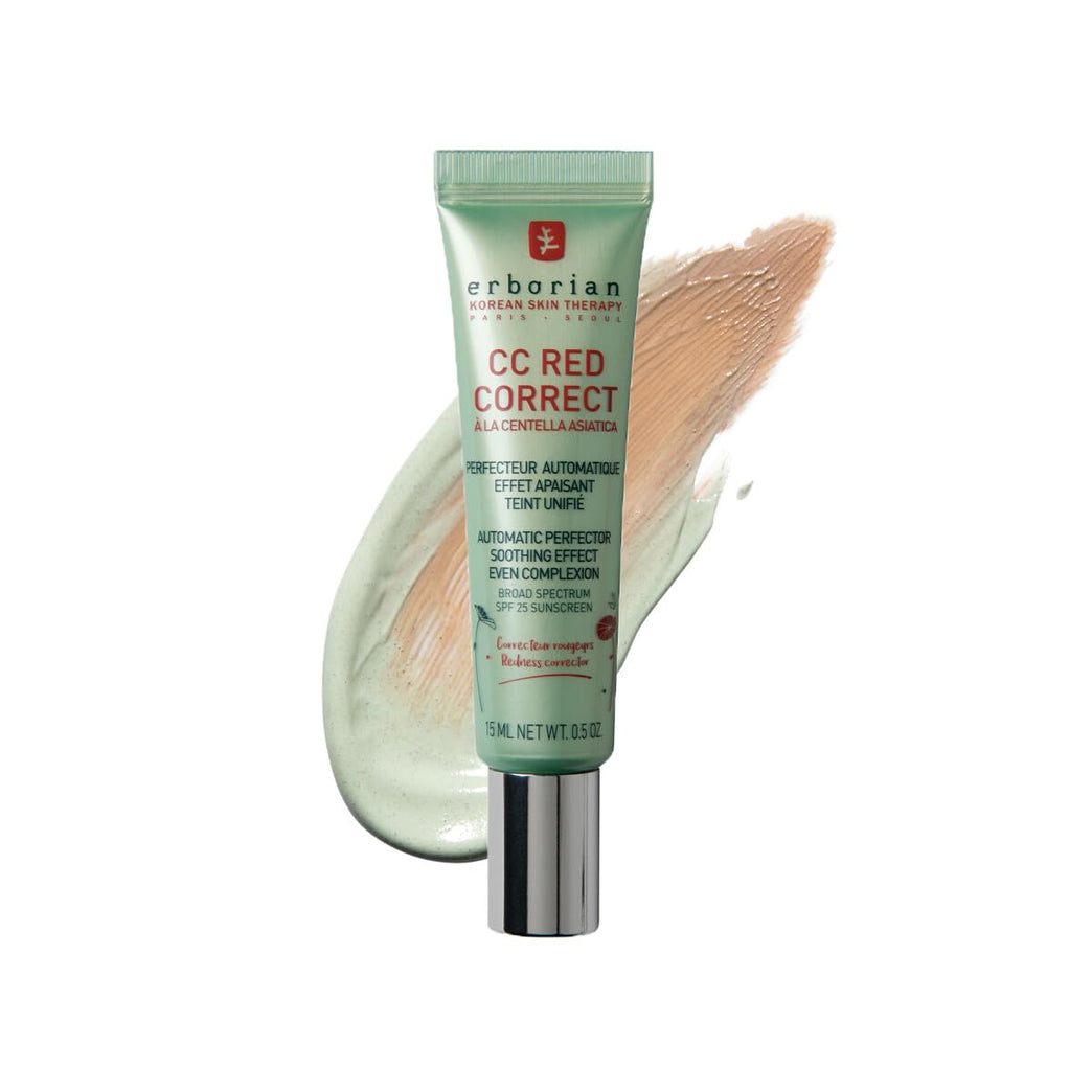 Erborian CC Red Correct with Centella Asiatica - Complexion Perfector and Imperfection-Covering Corrector with SPF 25