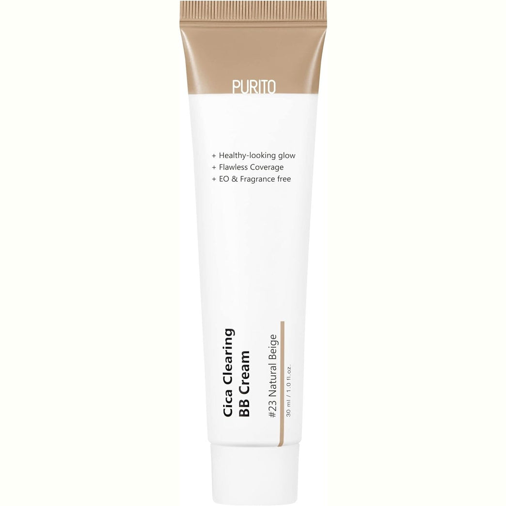 PURITO Cica Clearing BB Cream #23 Natural Beige 1 fl.oz / 30ml, Vegan bb cream, foundation, cruelty free