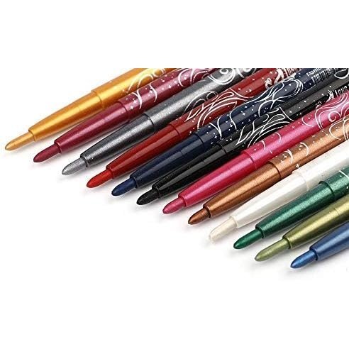 Chargenyang Vibrant 12-Piece Eyeliner, Eyebrow, and Lip Liner Makeup Set - Waterproof Cosmetic Kit