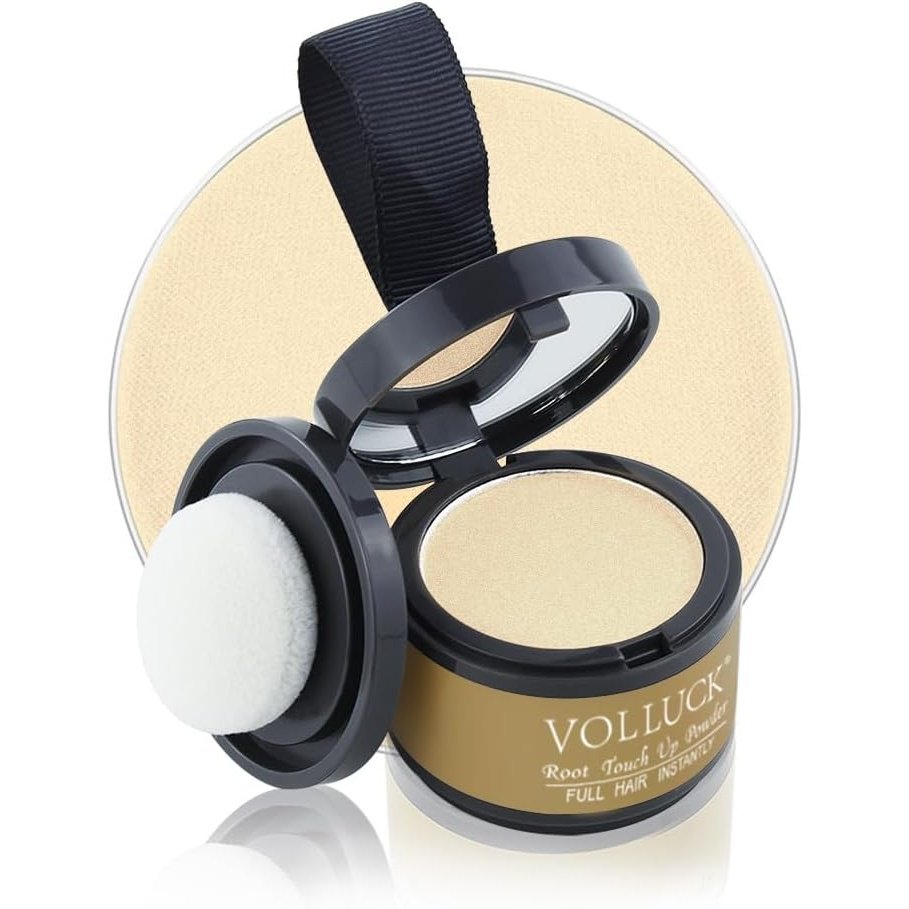 VOLLUCK Root Touch Up Hair Powder Root Cover Up Hairline Shadow Powder Dark Brown for Thinning Hair for Women and Men, Bald Spots, Eyebrows, Beard Line, Dark Blonde (Light Blonde)