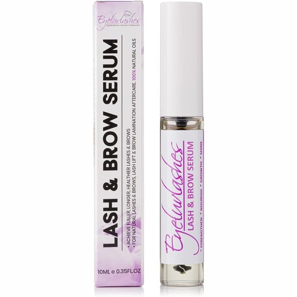 Lash and Brow Serum 10ml Nourishing Lash Growth Lash Lift Brow Lamination Aftercare Natural Oils (Castor Oil/Sweet Almond Oil/Vitamin E Oil) Vegan Client Retail 100% Natural Eyeluvlashes (1 Bottle)