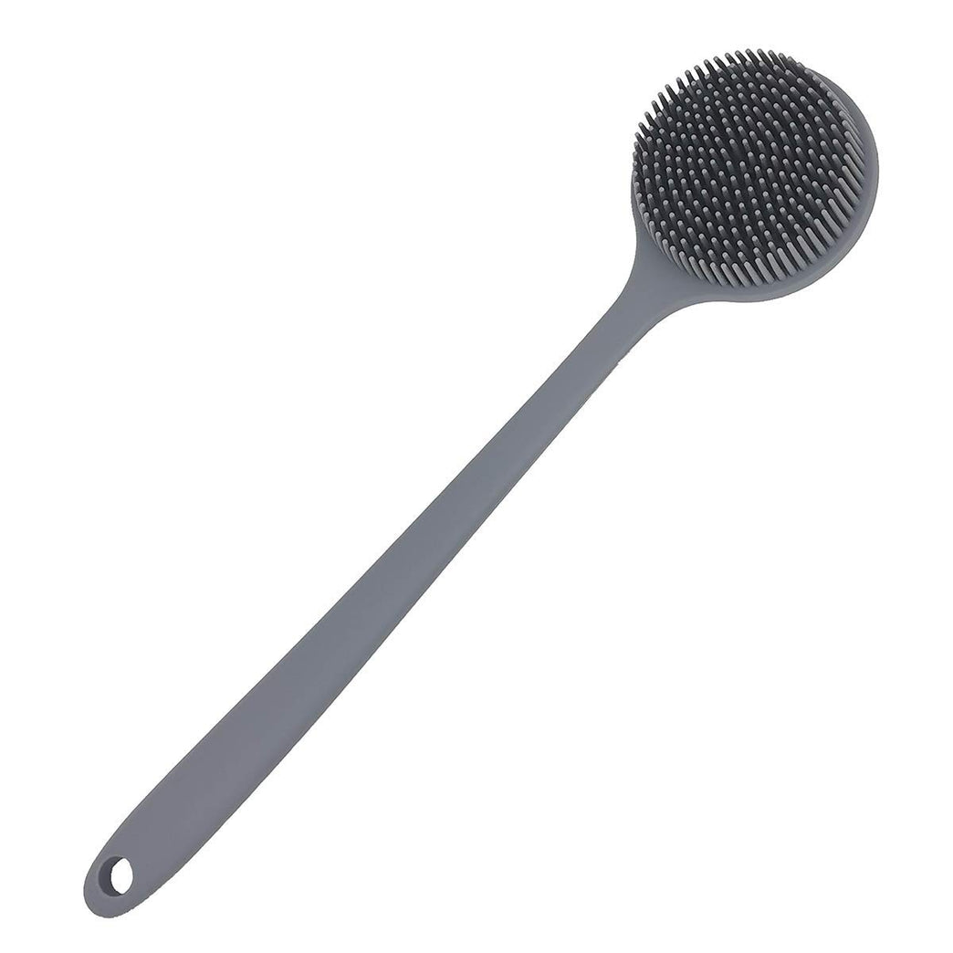 Long Handle Silicone Back Scrubber for Shower and Bath Body Cleaning (Gray)