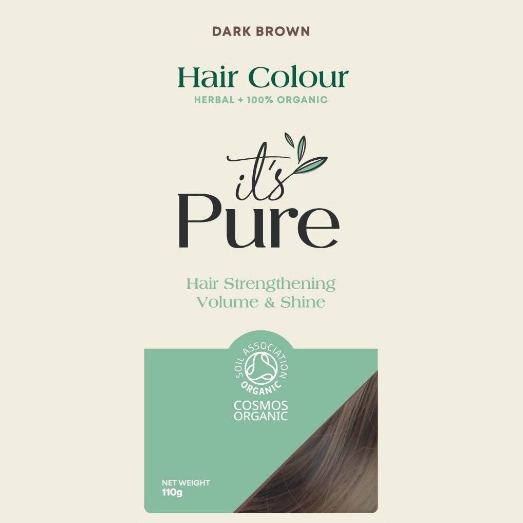 Pure Organic Henna Hair Dye in Dark Brown for Volumising, Strengthening, & Revitalising
