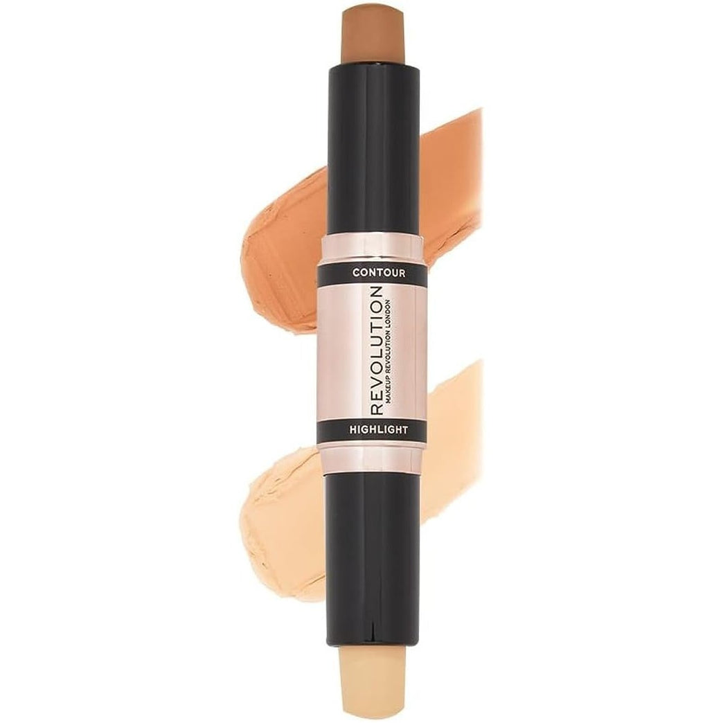 Makeup Revolution 2.4g Vegan Dual Contour & Highlight Stick - Medium Shade - Cruelty-Free & Blendable