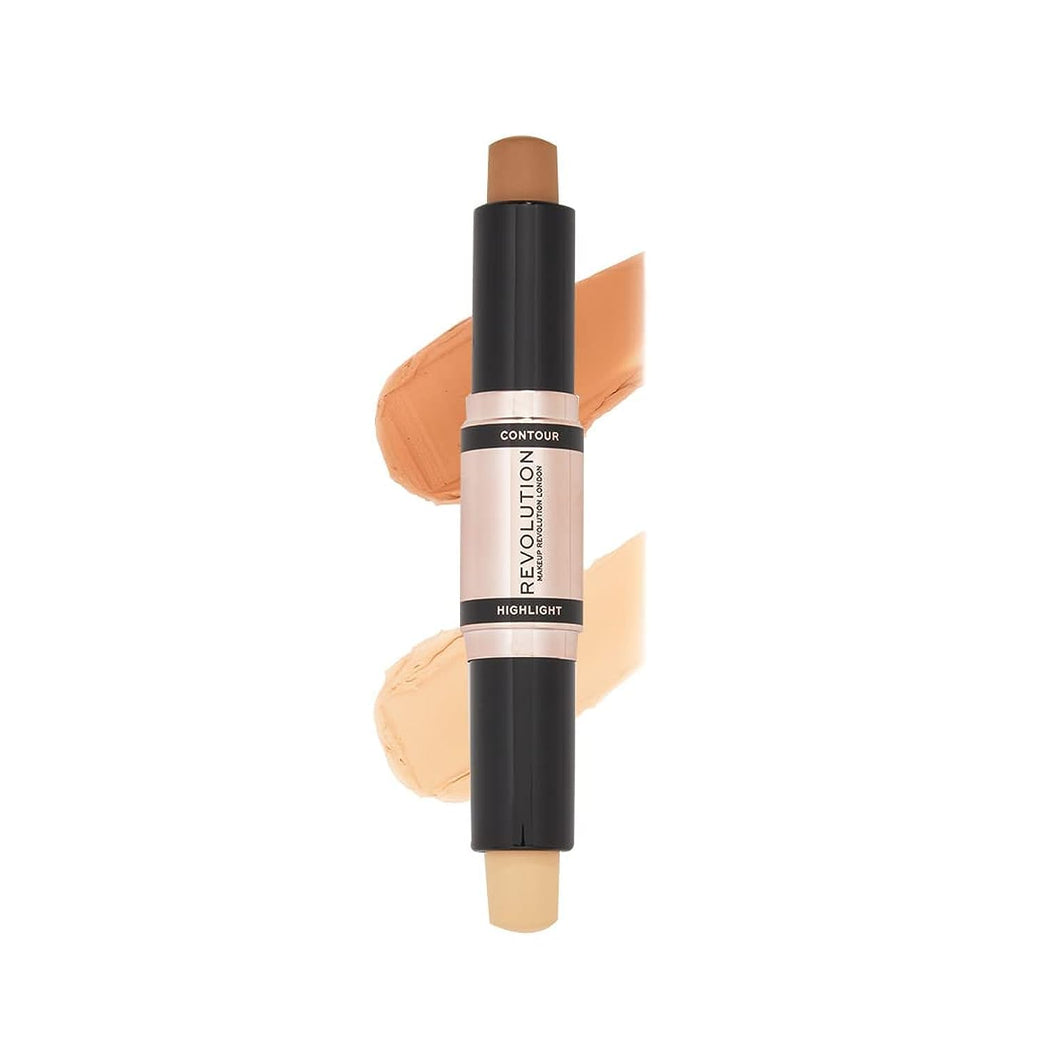 Makeup Revolution 2.4g Vegan Dual Contour & Highlight Stick - Medium Shade - Cruelty-Free & Blendable