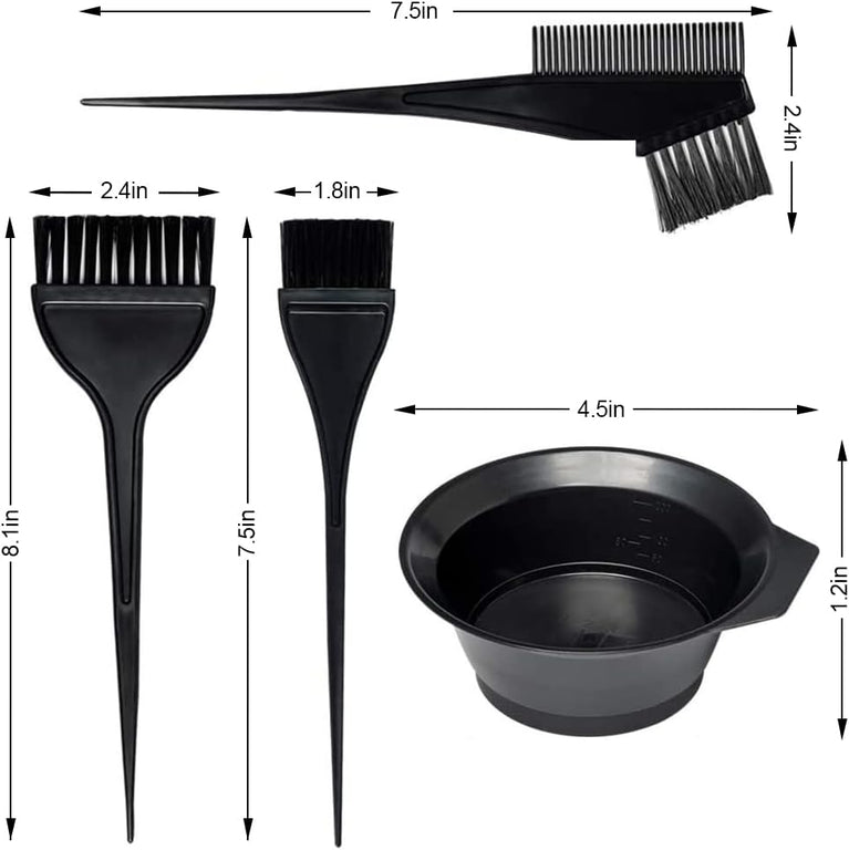 4 Piece Hair Coloring Set with Dyeing Bowl and Brushes