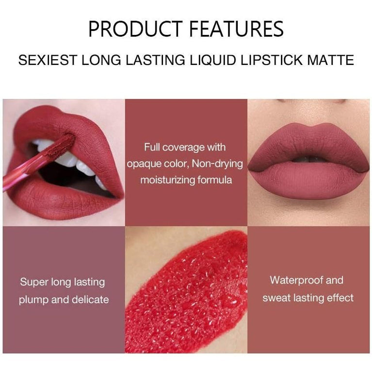 6-Shade Velvet Matte Lipstick Set with Durable, Non-Fading and Waterproof Formula - Ideal Gift for Makeup Enthusiasts (Set B)