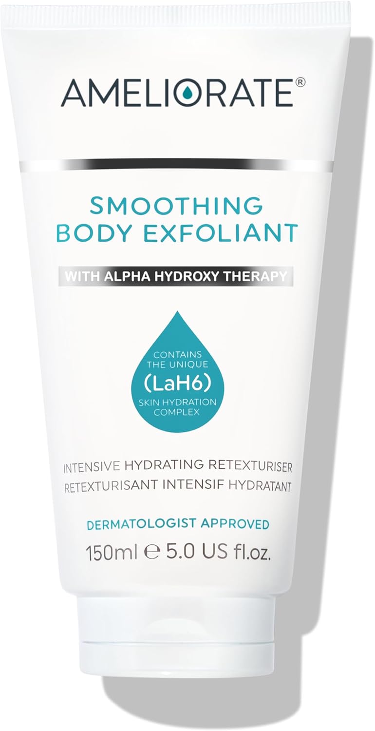 AMELIORATE Smoothing Body Exfoliant 150ml | Suitable for KP, Normal and Dry Skin | Softens Skin with Lasting Hydration for up to 8 hours | Dermatologist Approved and Clinically Proven