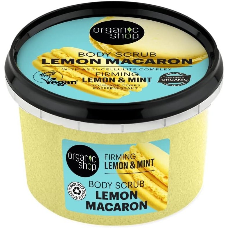 Firming Lemon Macaron Body Scrub with Organic Lemon & Mint (250ml)