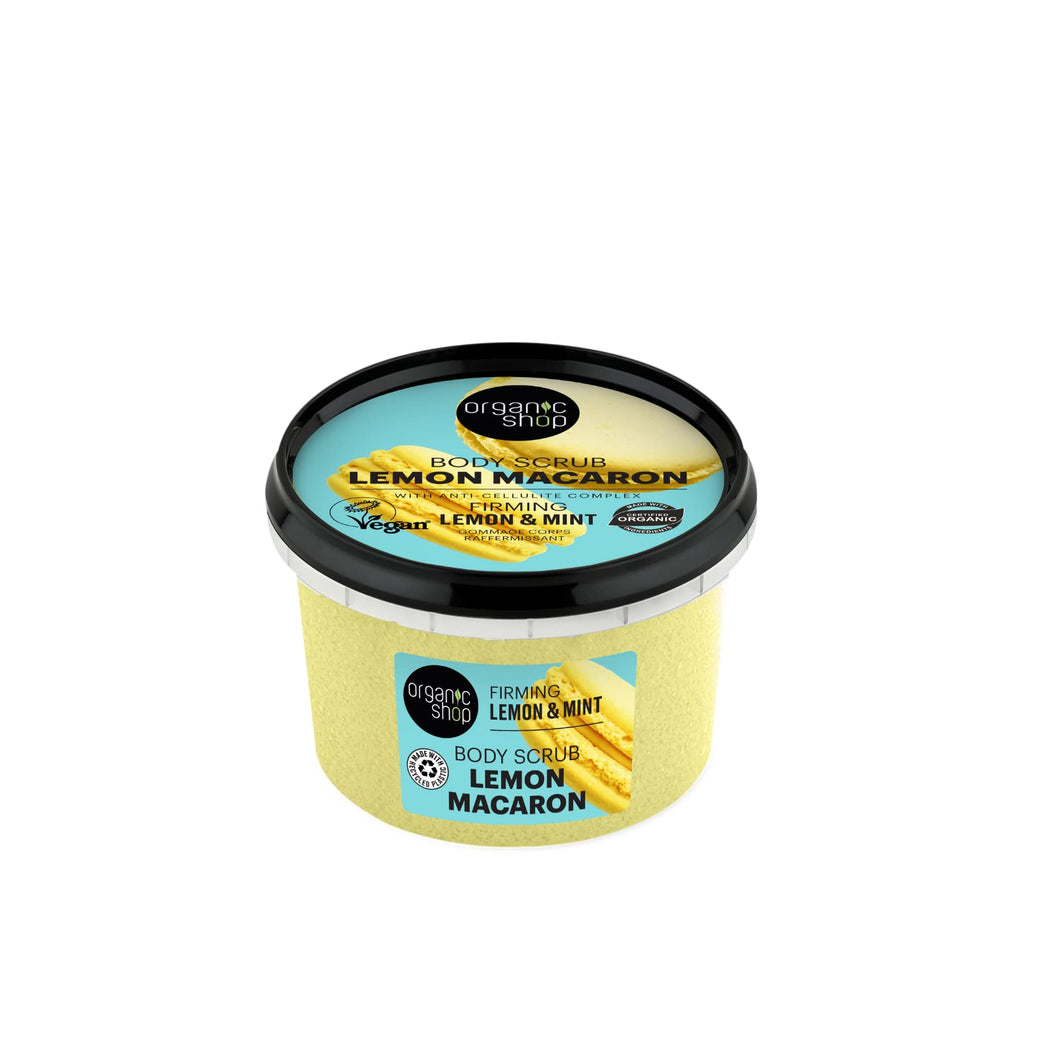 Firming Lemon Macaron Body Scrub with Organic Lemon & Mint (250ml)