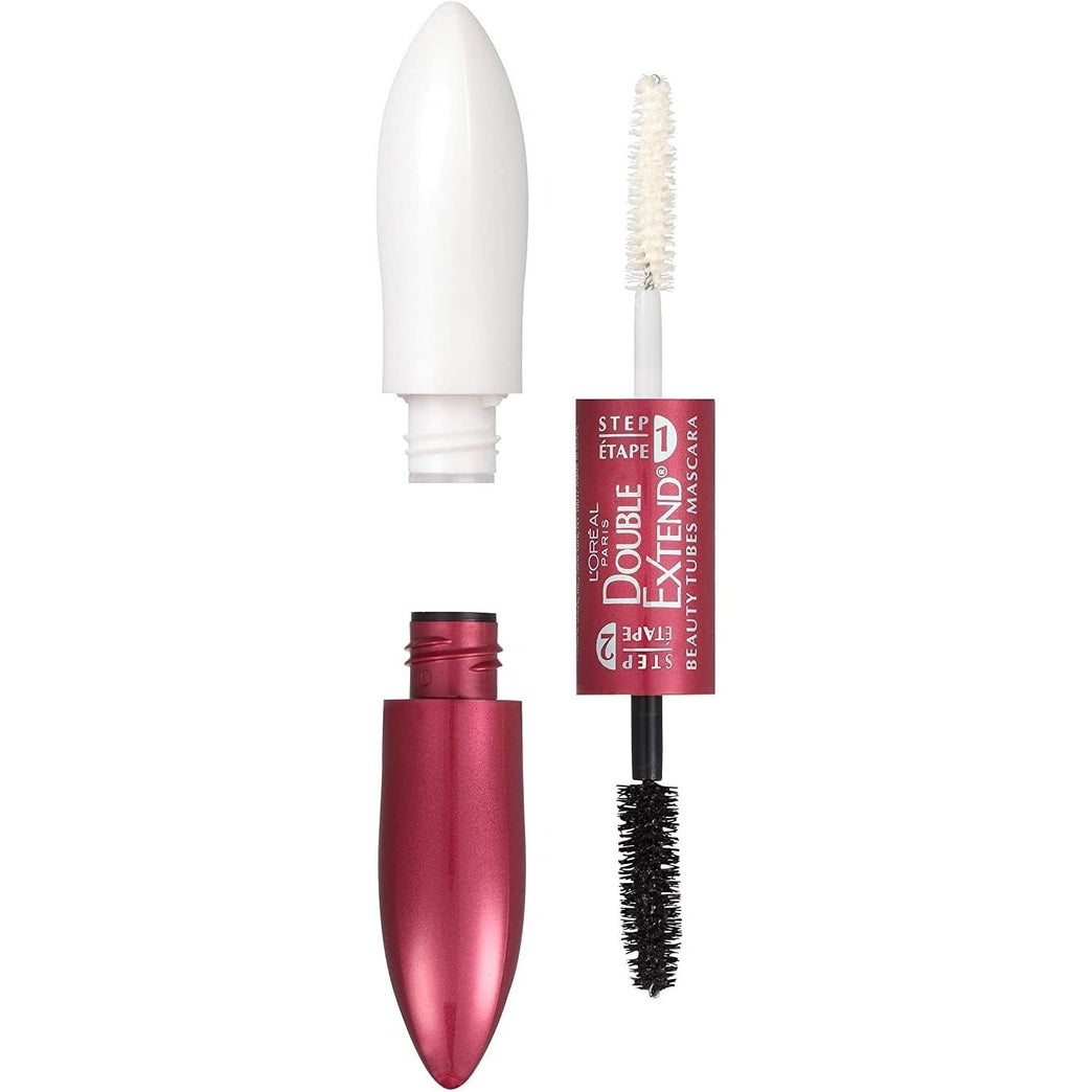 L'Oreal Paris Fiber-Enriched Lengthening Mascara in Black, 0.33 Ounces - Double Extend Beauty Tubes for Smudge-Free Lash Extension Effect
