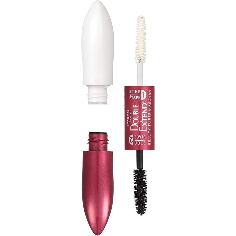 L'Oreal Paris Fiber-Enriched Lengthening Mascara in Black, 0.33 Ounces - Double Extend Beauty Tubes for Smudge-Free Lash Extension Effect