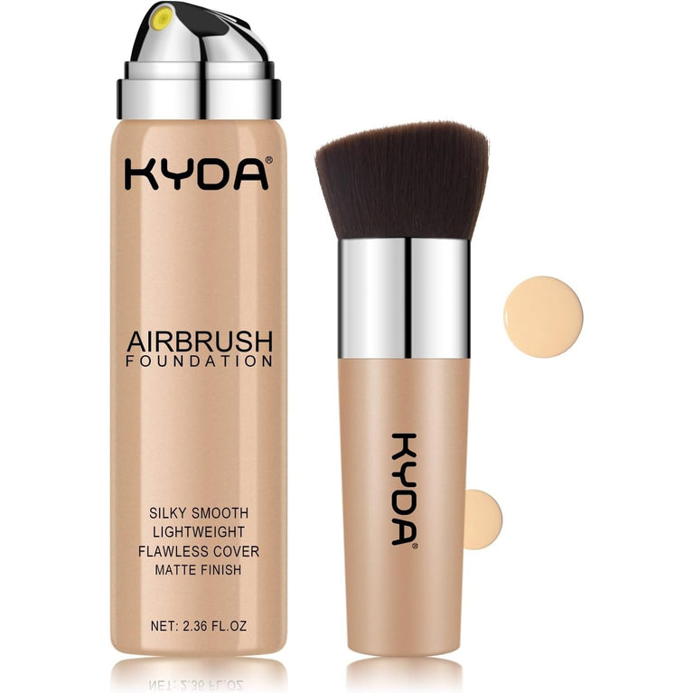 KYDA AirBrush Foundation Spray - Natural Beige, High Coverage Makeup Foundation by Ownest Beauty