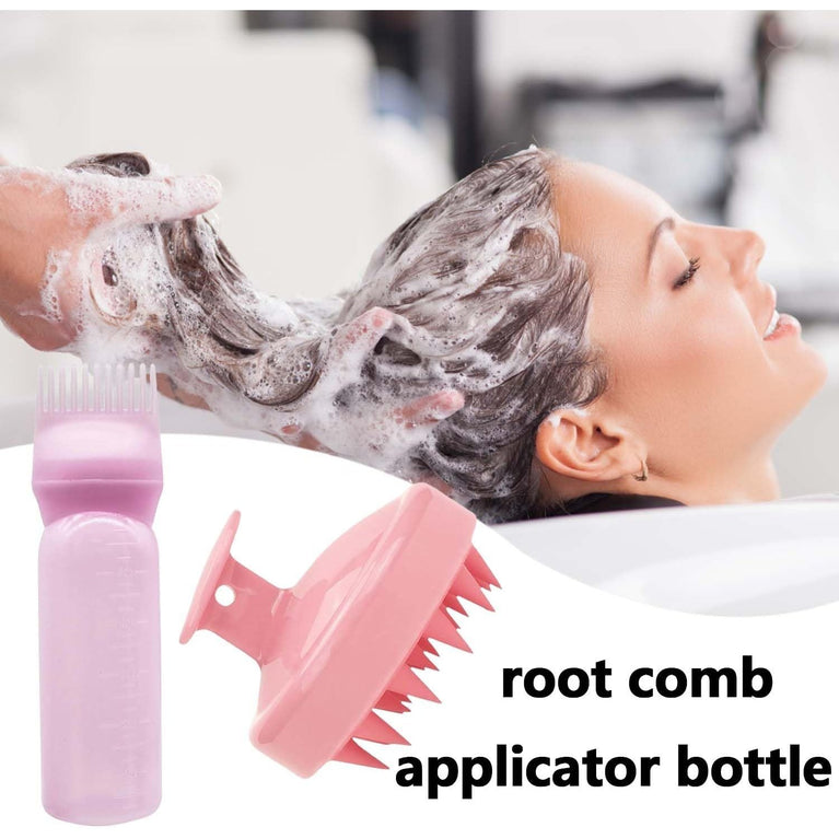 ZISHAN 4 Piece Hair Oil Applicator Bottle and Scalp Massager Set with Massage Combs