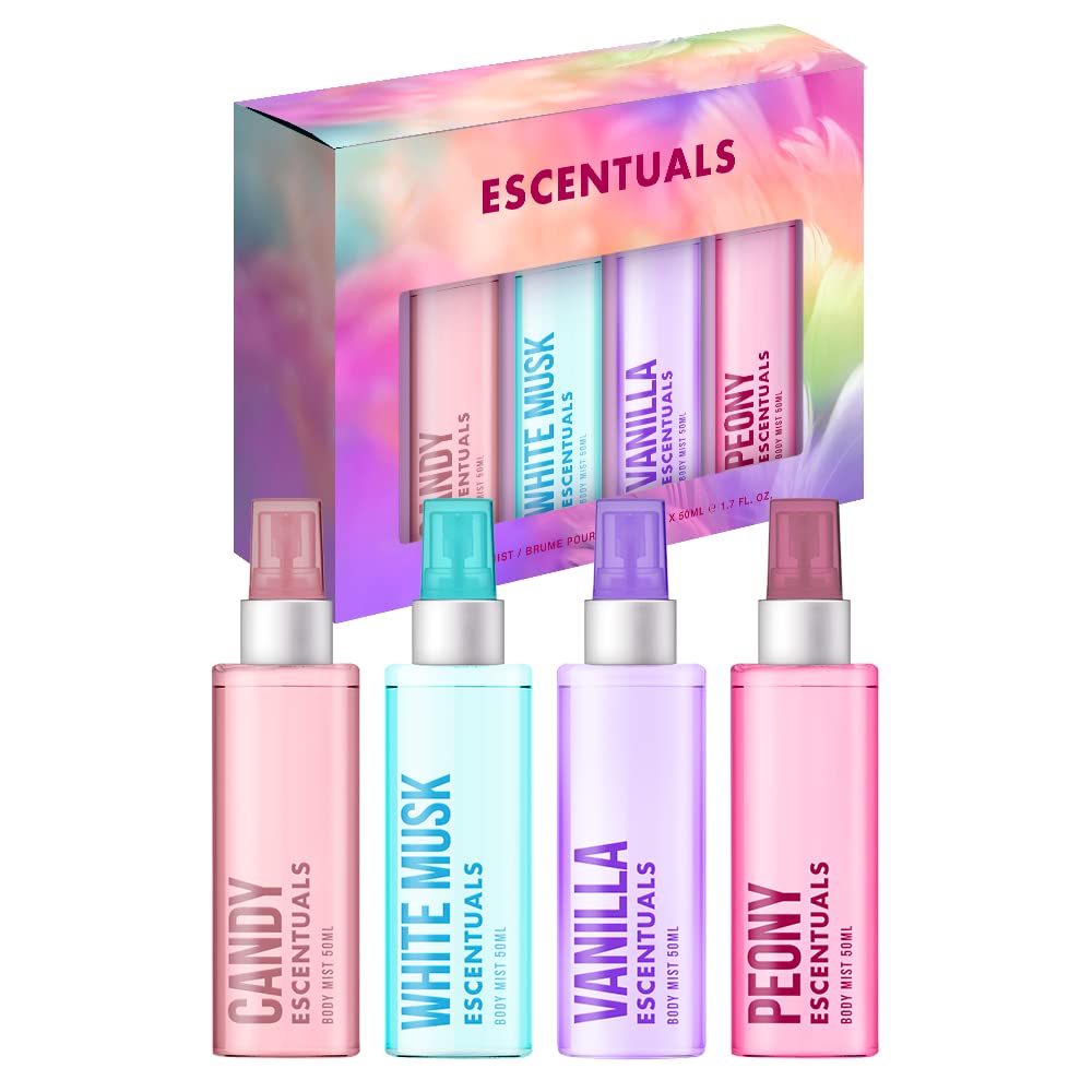 Escentuals Mini Mist Womens Gift Set - 4 x 50ml Body Mist Fragrance Spray