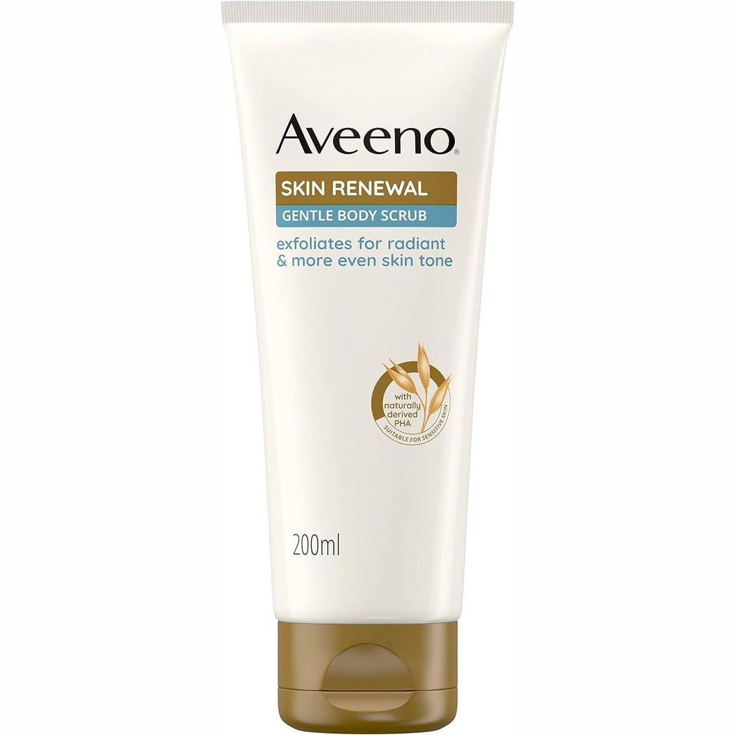 Aveeno Skin Renewal Gentle Body Scrub, Exfoliates & Renews Dry, Bumpy Skin, with Prebiotic Oat, Naturally Derived PHA & Niacinamide, 200ml