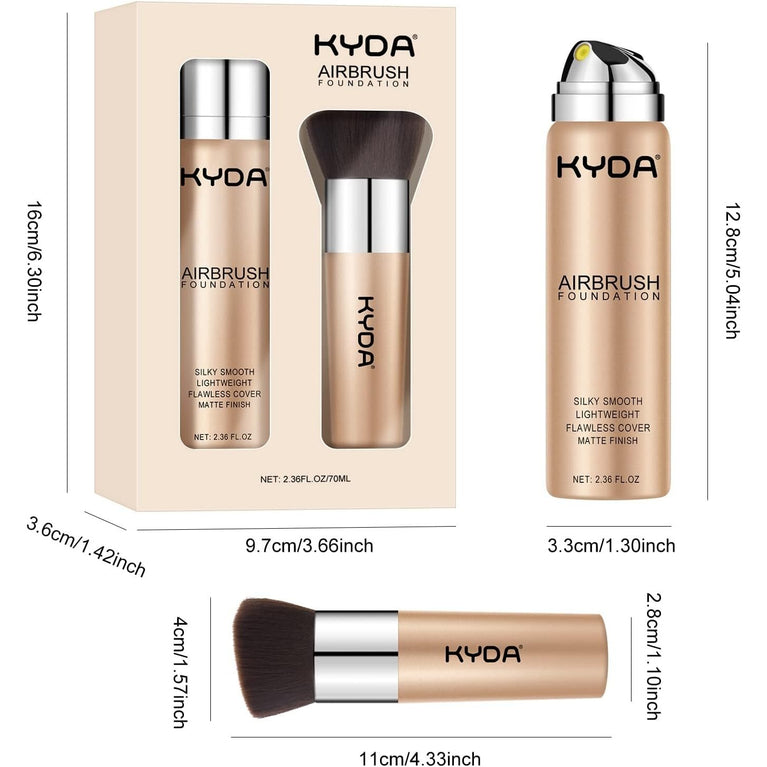 KYDA AirBrush Foundation Spray - Natural Beige, High Coverage Makeup Foundation by Ownest Beauty