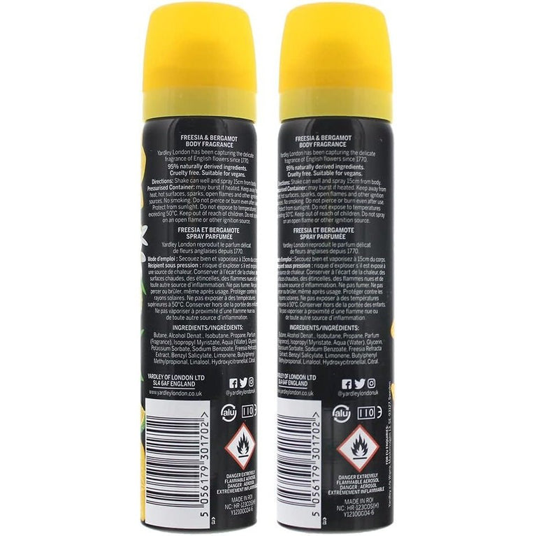 Yardley 75ml Freesia Spray - New Packaging