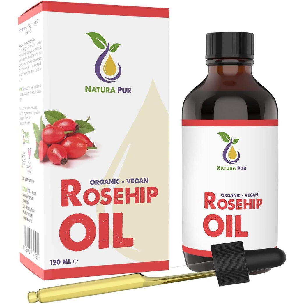 Rosehip Oil 120ml - Cold Pressed Vegan Anti-aging Oil for Face, Body, and Hair
