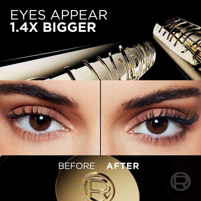 L'Oreal Paris Million Lashes Panorama Mascara, Volumising Formula for Bold, Wide-Eyed Look, 1.4x Magnified Eye Effect, Suitable for Sensitive Eyes, Clump-free Application