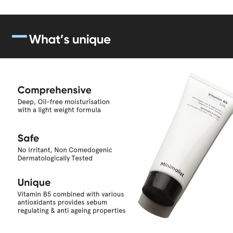Lightweight Vitamin B5 Gel Moisturizer for Oily & Acne Prone Skin, 50g (1 Pack)