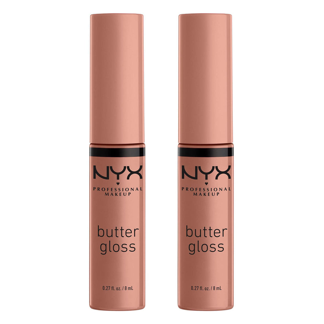 NYX Professional Makeup Butter Gloss Duo Pack, Non-Sticky Lip Gloss in Madeleine Shade