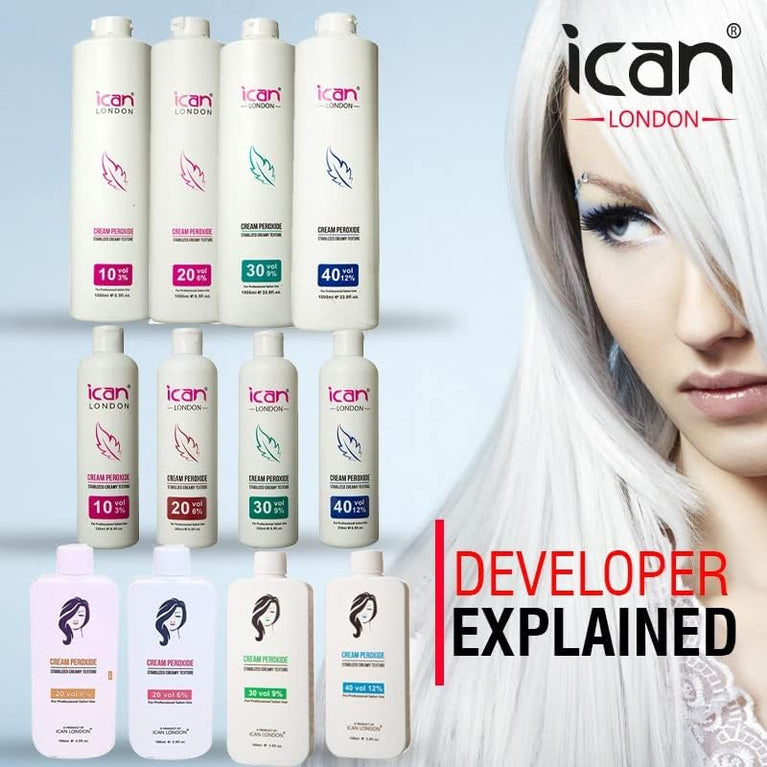 ICAN LONDON BLEACHING SET - 20 Vol Cream Peroxide 6% 1000ml + Rapid Blue Powder Bleach 500g