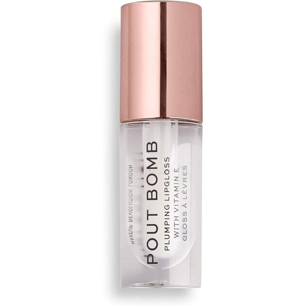 Revolution Beauty London Kissable Pout Bomb Lip Gloss, Vitamin E Infused, High Pigment, Tingle Sensation, Glaze Clear