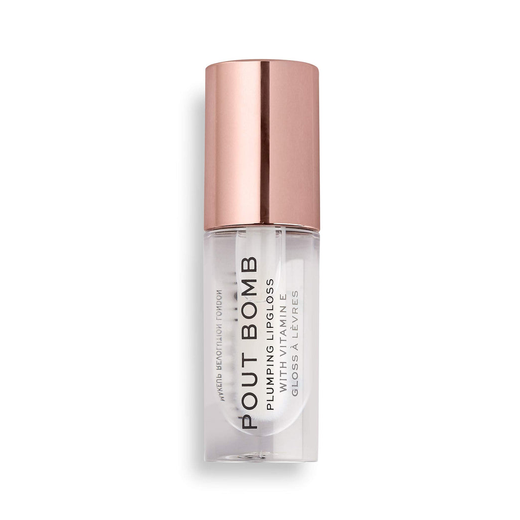 Revolution Beauty London Kissable Pout Bomb Lip Gloss, Vitamin E Infused, High Pigment, Tingle Sensation, Glaze Clear