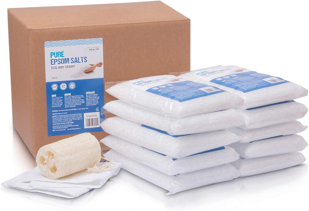 Relax and Recover with 10 Kg Pack of Pure Epsom Salts by The Intelligent Health