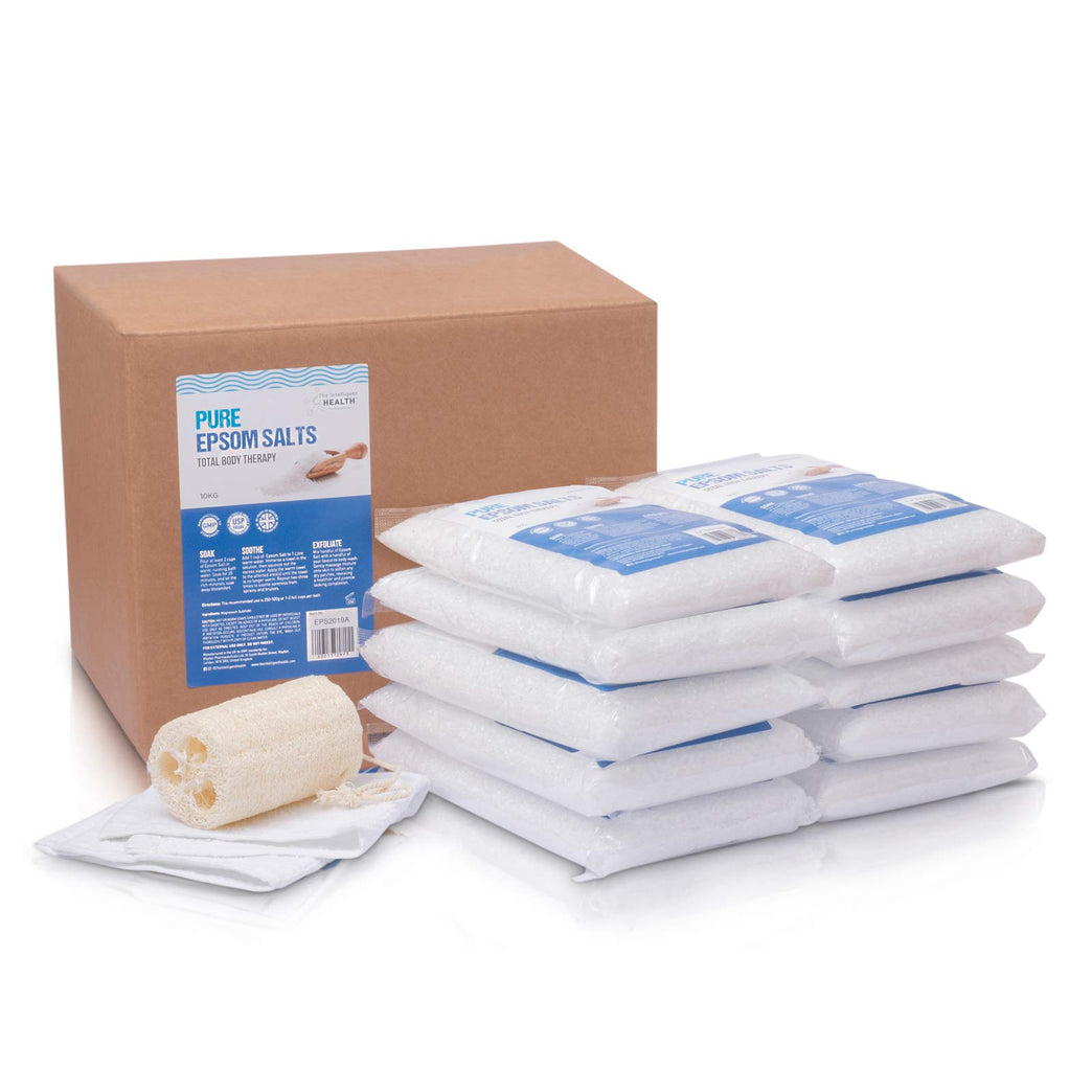 Relax and Recover with 10 Kg Pack of Pure Epsom Salts by The Intelligent Health