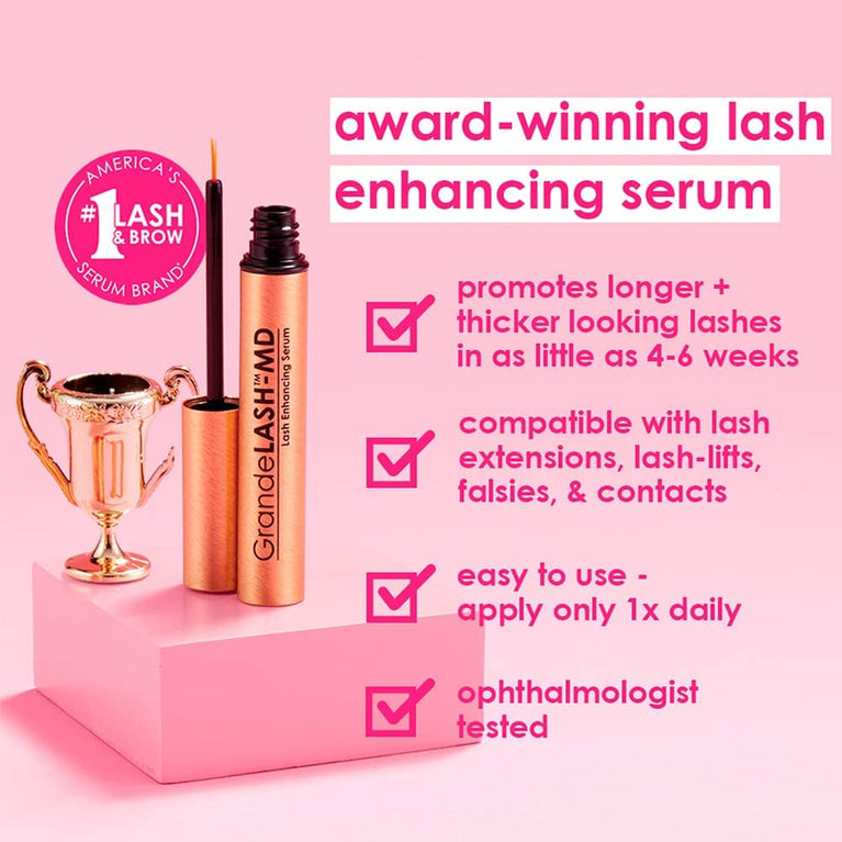 Grande Cosmetics Advanced Eyelash Growth Serum - Cruelty-Free, Promotes Thicker and Fuller Lashes in 4-6 Weeks