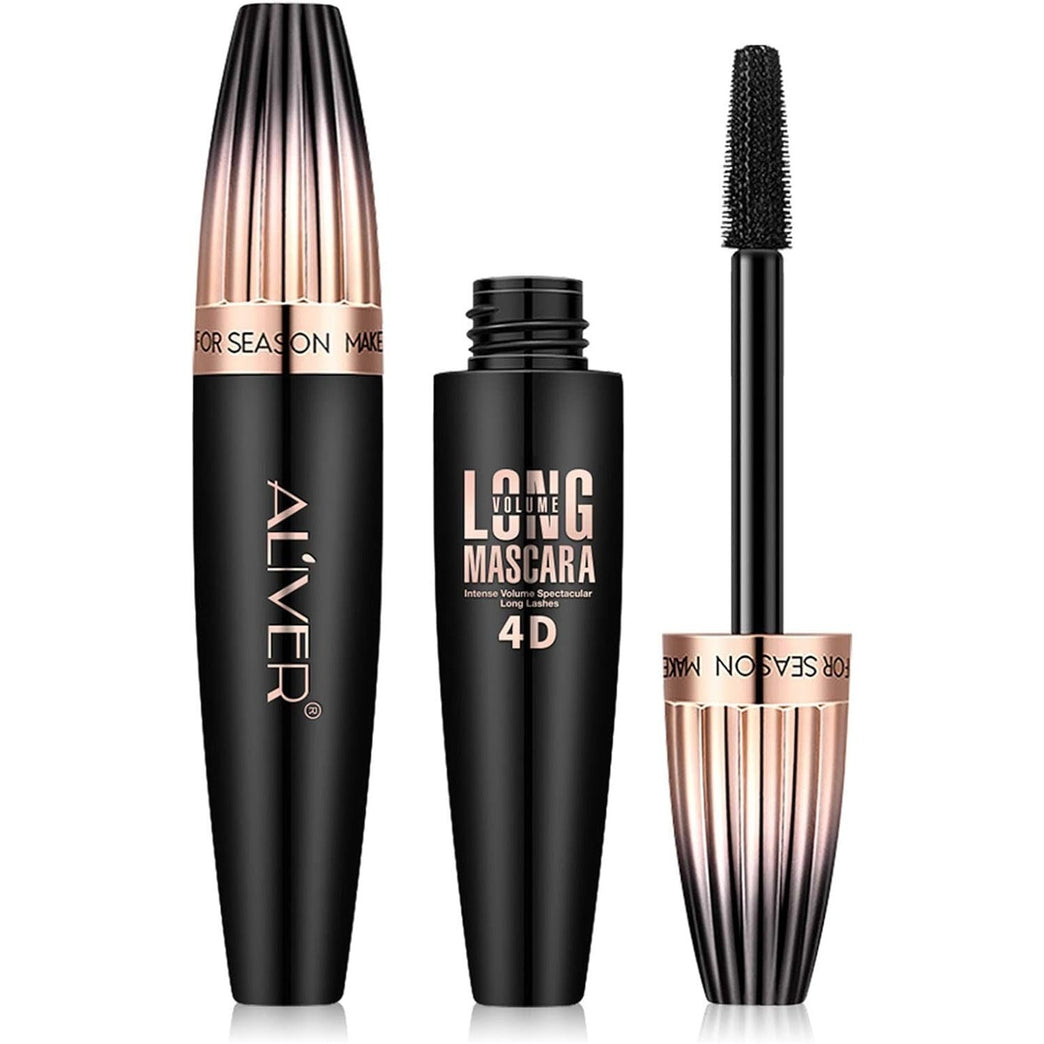 Voluminous 4D Silk Fiber Mascara - Waterproof, Longer & Thicker Lashes, Hypoallergenic, Easy Application & Removal, Smudge-Proof & Long-Lasting (Black)