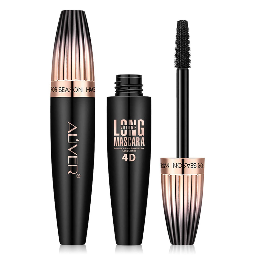 Voluminous 4D Silk Fiber Mascara - Waterproof, Longer & Thicker Lashes, Hypoallergenic, Easy Application & Removal, Smudge-Proof & Long-Lasting (Black)