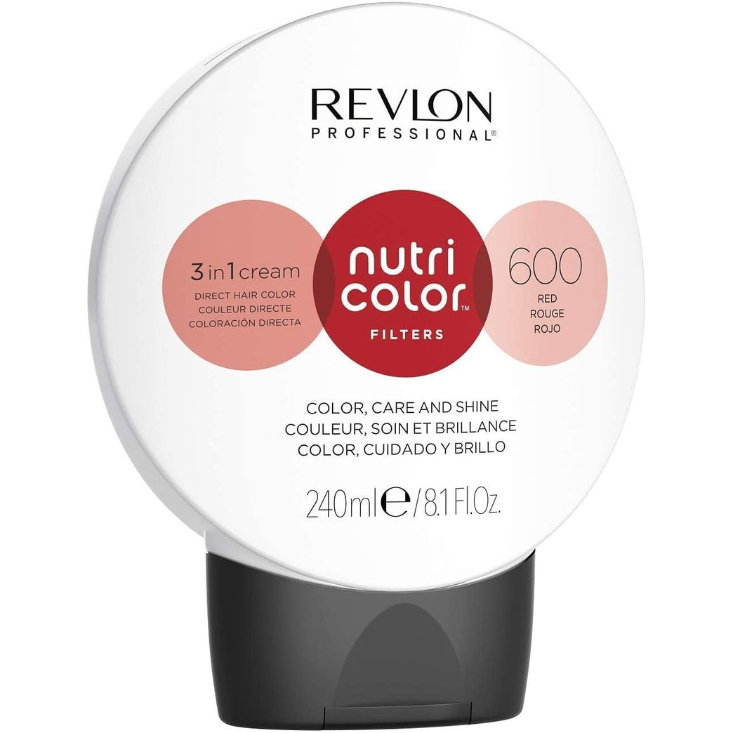 REVLON PROFESSIONAL NUTRI COLOR TONING FILTERS, Semi-Permanent Hair Dye, 600 Red, 240 ml