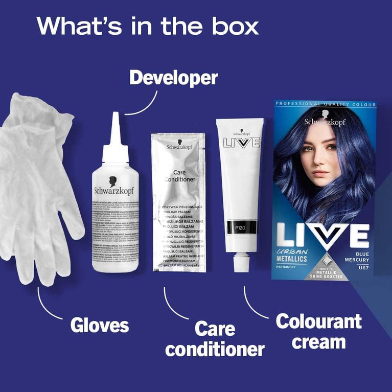 Blue Mercury U67 Metallic Blue Hair Dye with Shine-Boosting Coconut Oil