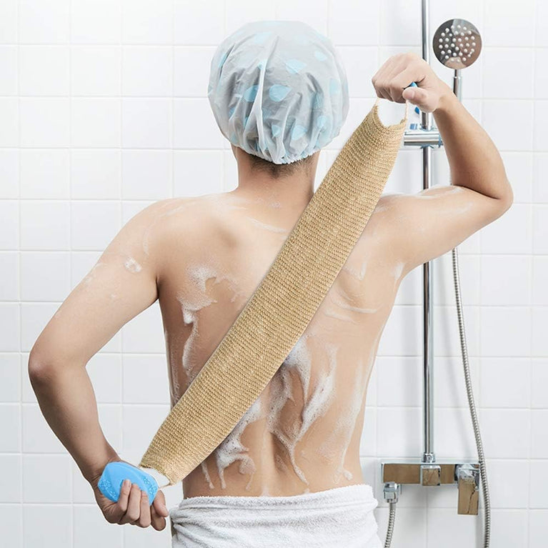 Homgaty Hemp Back Scrubber with Mitt and Handles