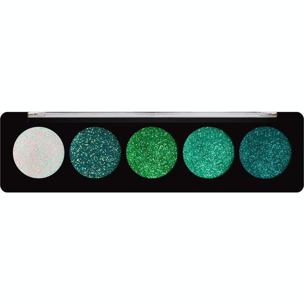 Profusion Cosmetics Emerald Gems 5 Shade Glitter Eyeshadow Palette, Multicolour