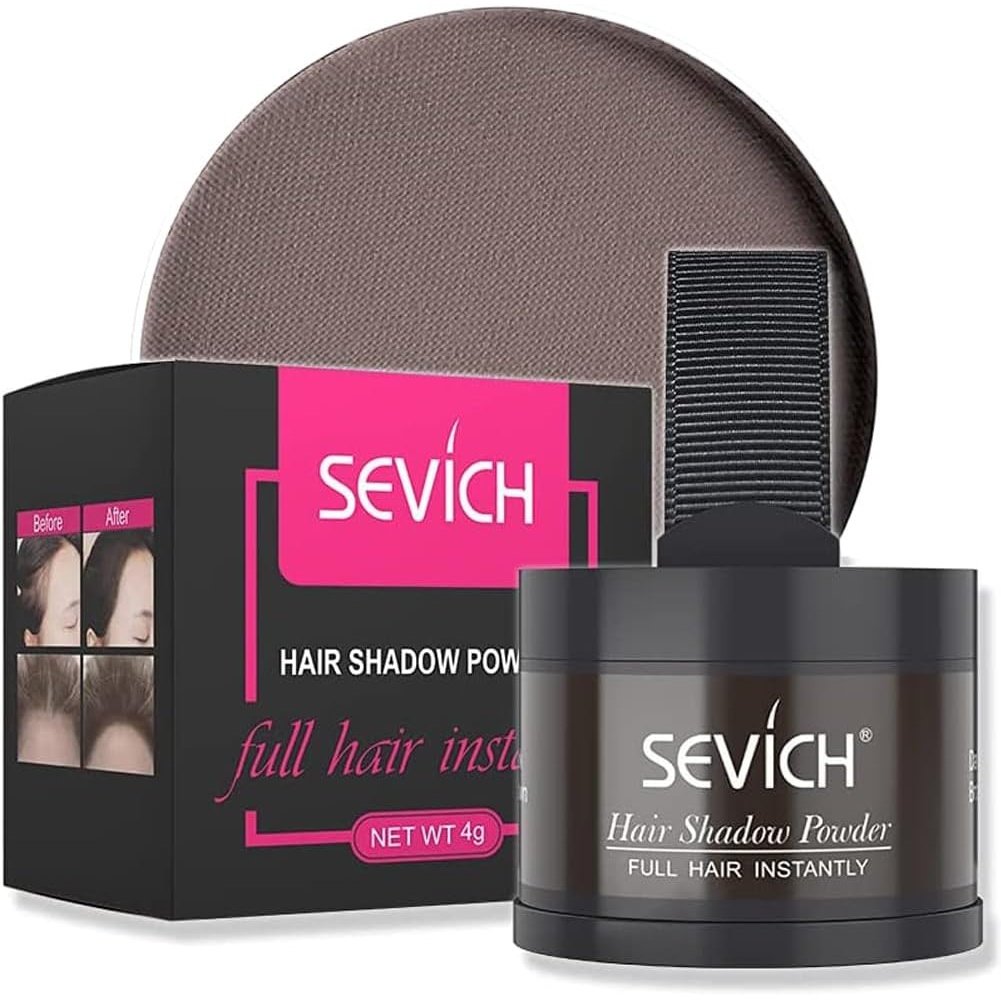 Instantly Hairline Shadow - SEVICH Hairline Powder, Quick Cover Grey Hair Root Concealer, Eyebrows & Beard Line, Hair Root Touch Up for Thinning Grey Hairline, Windproof&Sweatproof, Dark Brown