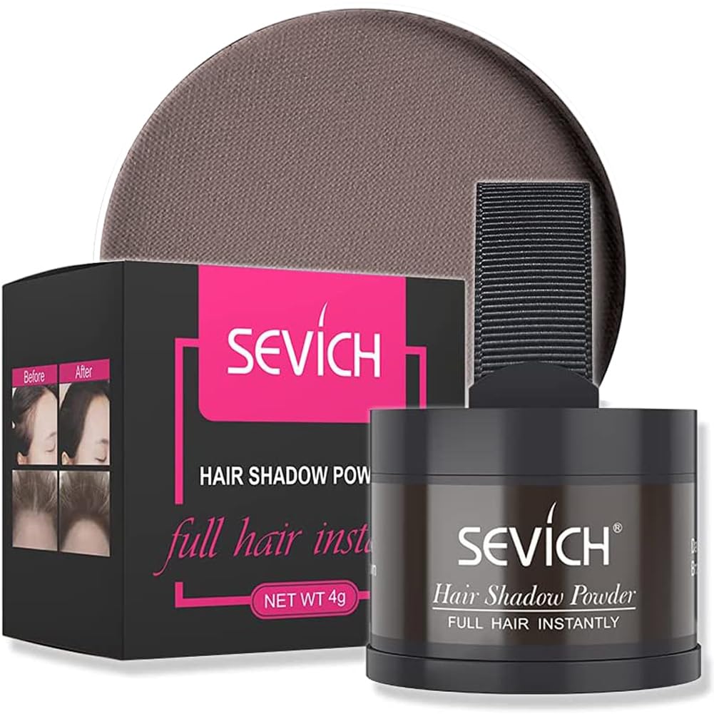Instantly Hairline Shadow - SEVICH Hairline Powder, Quick Cover Grey Hair Root Concealer, Eyebrows & Beard Line, Hair Root Touch Up for Thinning Grey Hairline, Windproof&Sweatproof, Dark Brown