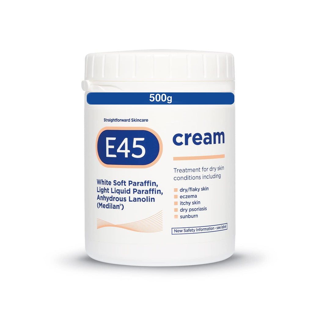 E45 Cream 500g Tub - Emollient Body Cream for Dry & Sensitive Skin