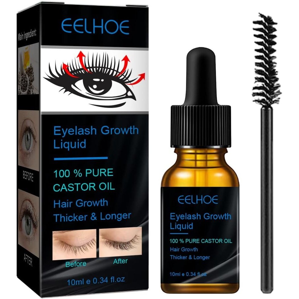 Rapid Lash and Brow Growth Serum with Castor Oil - 100% Natural Eyelash Enhancer & Hair Treatment - 10ML Booster for Full, Long, Thick Lashes and Eyebrows