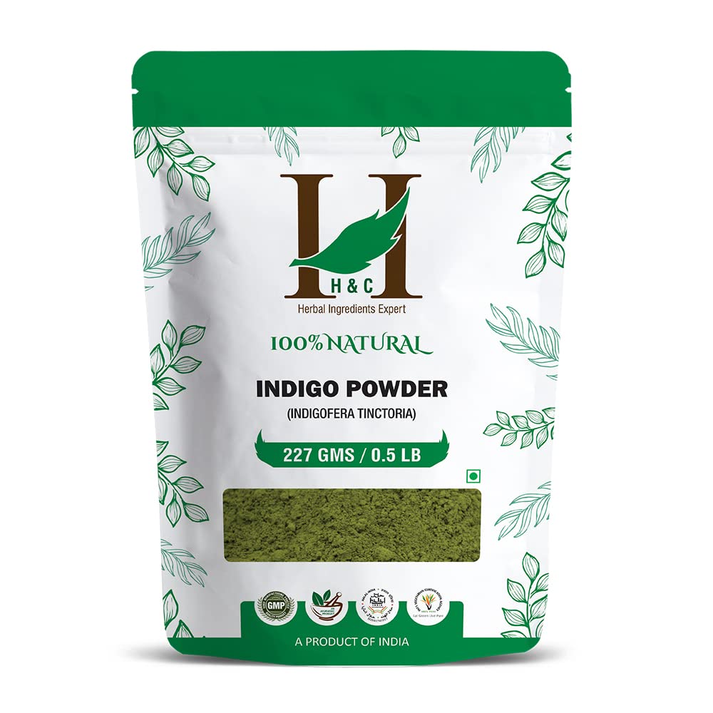 H&C Indigo Powder (Indigofera Tinctoria) - 227g Pack | For Hair Coloring