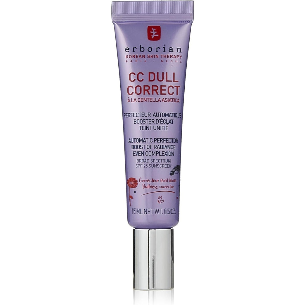 Erborian CC Dull Correct with Centella Asiatica - Korean Skincare and Makeup Cream - Primer & Blur for Radiance Boosting and Soothing Effects, Even Complexion, SPF 25 - All Skin Type