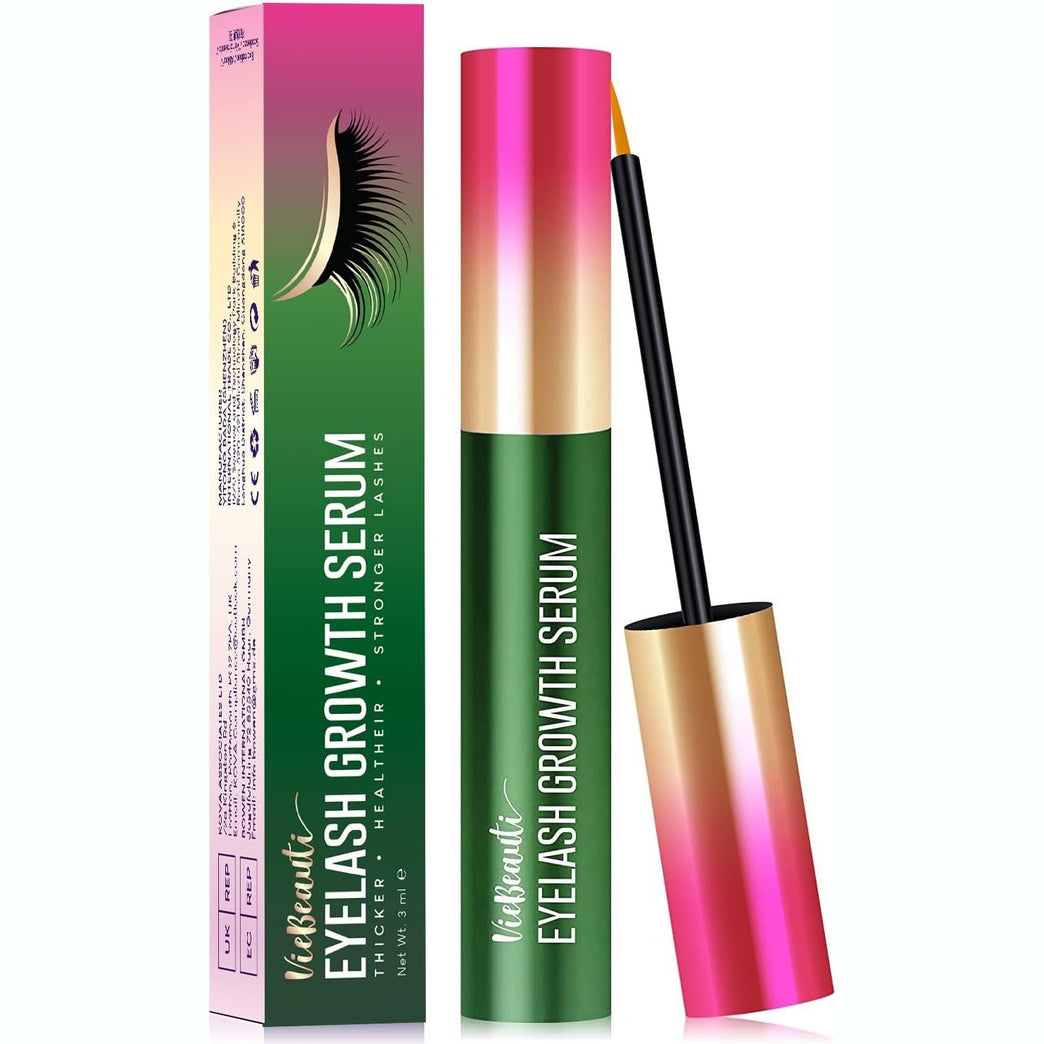 VieBeauti Rapid Lash Growth and Enhancement Serum - Advanced Nourishing Formula for Strong, Shiny Eyelashes in 3 Weeks - Natural Eyelash Booster for Men and Women - Gentle on Skin - Green (3ml)